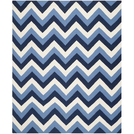 SAFAVIEH Dhurries Hand Woven Flat Weave Large Rectangle Rug- Navy - Light Blue- 8 x 10 ft. DHU640B-8